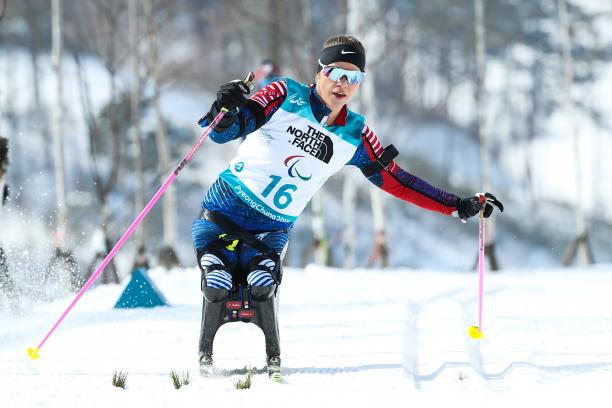 Oksana Masters - PyeongChang 2018 a female sit skier in action