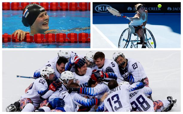 March 2018 review - collage Para athletes celebrating winning