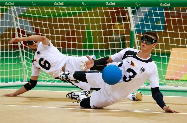 male goalball players in action