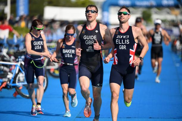 Great Britain's Dave Ellis - Yokohama triathlon Triathletes transition from swimming segement
