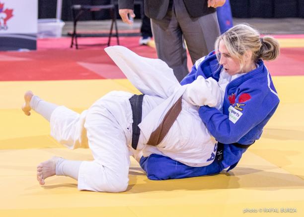 Priscilla Gagne - 2018 Judo Pan Ams two female judokas in action on the mat