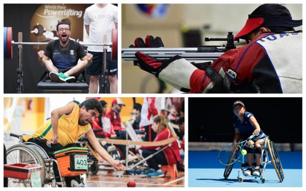 May 2018 review - collage five Para athletes competing at their sports