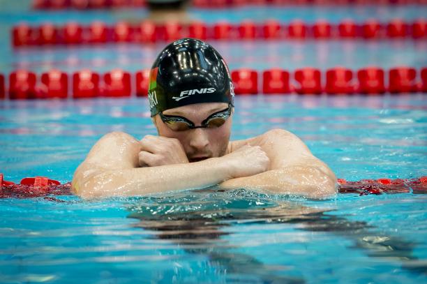 Ihar Boki - Belarus Male swimmer in goggles in the pool
