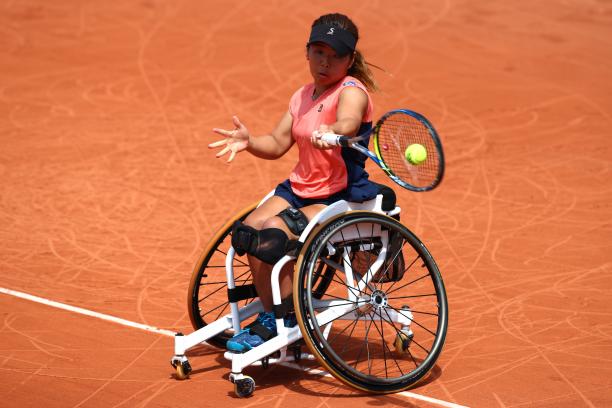 Japan's Yui Kamiji competes in the ladies wheelchair singles at the 2018 French Open at Roland Garros.