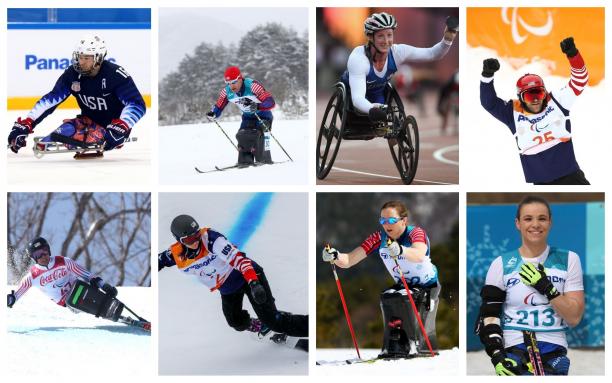Photo collage of eight athletes