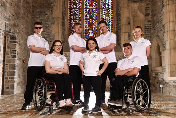 Team Ireland for Dublin 2018 and Berlin 2018 a group of Para athletes sitting and standing
