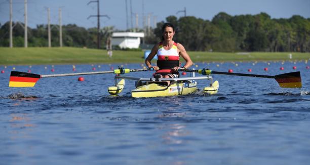 Sylvia Pille-Steppat female Para rower Sylvia Pille-Steppat in her boat