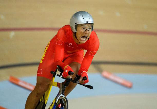 Li Zhangyu male Para cyclist Li Zhangyu goes round the bend on his bike
