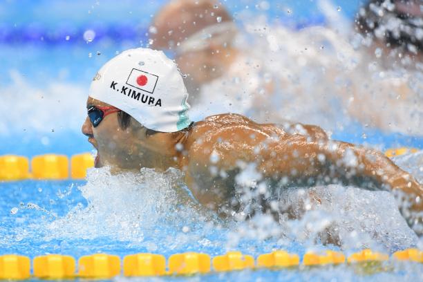 Para swimming - Japan - Keiichi Kimura - Rio 2016 Man swimming with a cap showing the Japanese flag