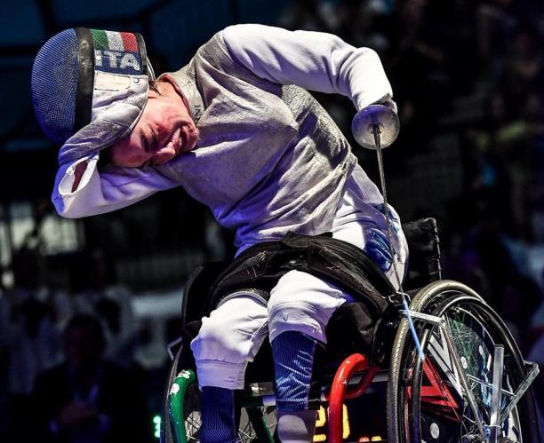 Bebe Vio - Italy - wheelchair fencing Italian female wheelchair fencer takes off her mask after a win