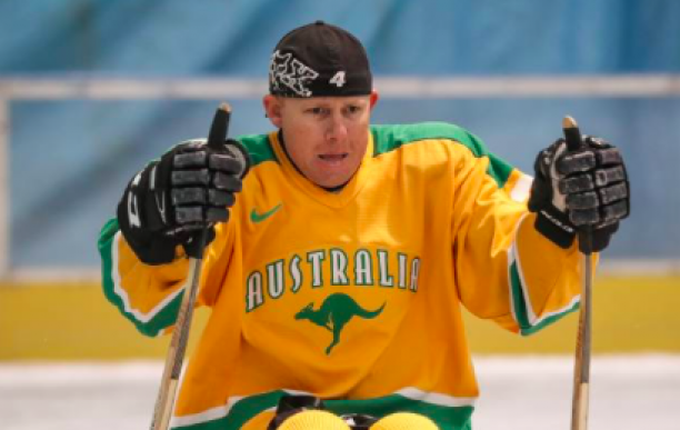 Para ice hockey player on ice