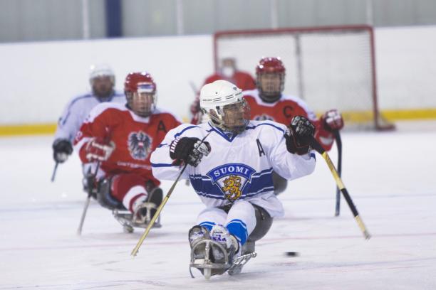 Seppo Joensuu - Team Finland - C-Pool World Championships 2018 A man on a sledge hockey