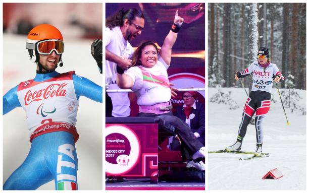 December 2018 preview - collage Para skiers and powerlifters competing in their sports