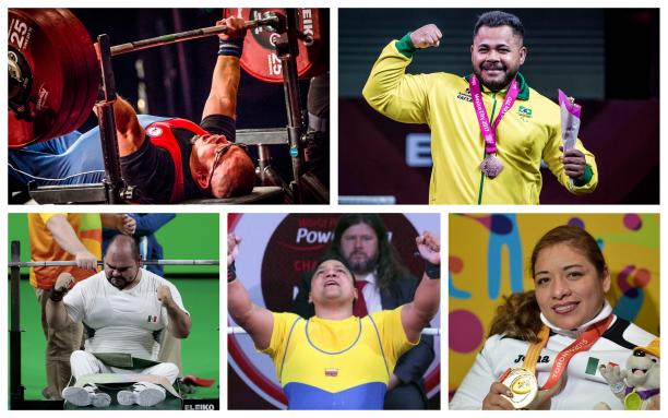 Bogota 2018 Ones to Watch - collage five male and female powerlifters