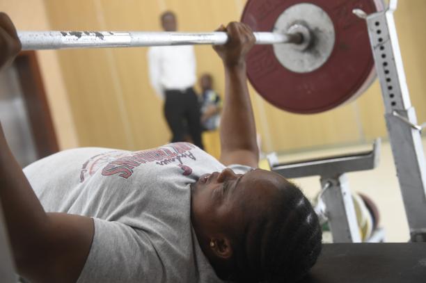 Para powerlifter practices during training camp in Lagos