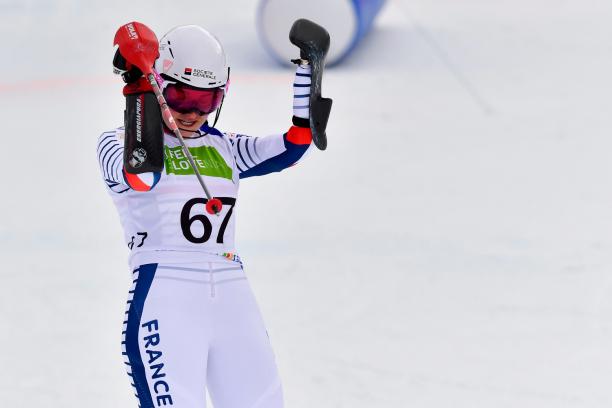 Para alpine skiing - World Championships - Sella Nevea - Kransjka Gora Skier celebrates