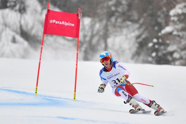 Theo Gmur - 2019 Alpine Worlds male Para alpine standing skier Theo Gmur skis round a gate