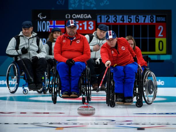 Norway wheelchair curling a wheelchair curler plays a stone