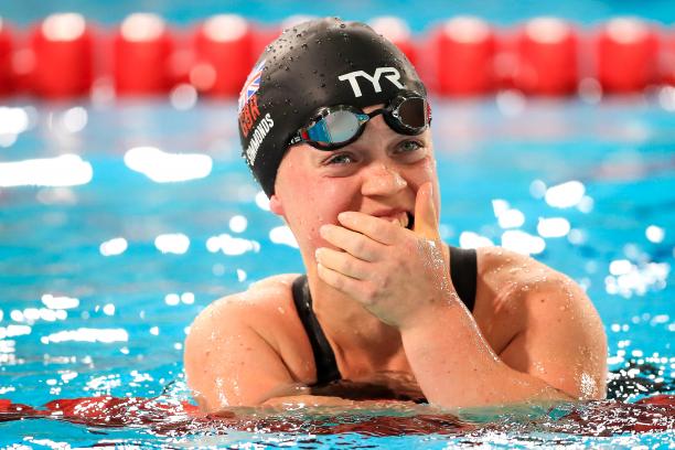 Ellie Simmonds close to tears in the pool after the race