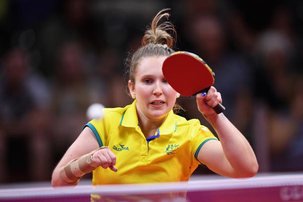 Melissa Tapper - Gold Coast 2018 female Para table tennis player Melissa Tapper plays a forehand
