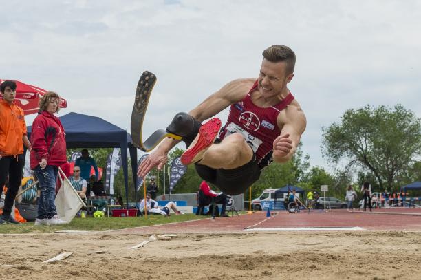 Markus Rehm - Germany - L'Hospitalet Meeting 2018 - Spain A man with a prosthetic leg competing in long jump
