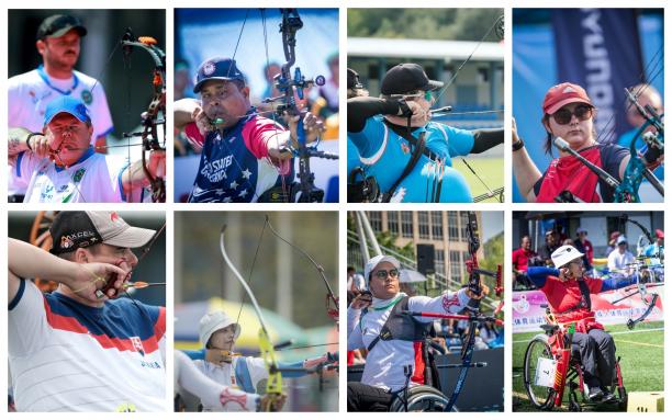 Archery Ones to Watch Photo collage of eight Para archers