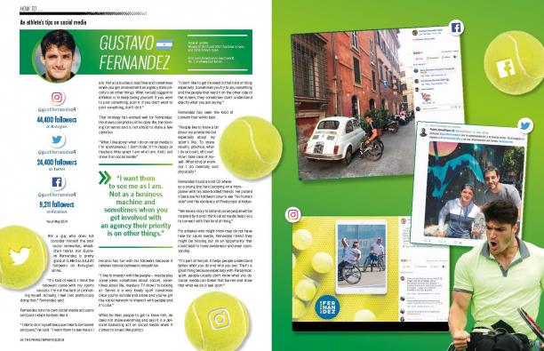Extracted page of a magazine on an article about a male wheelchair tennis player using social media