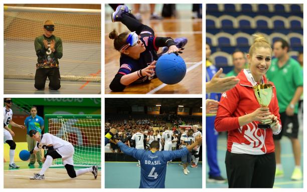 2019 goalball Ones to Watch Photo collage of five goalball players