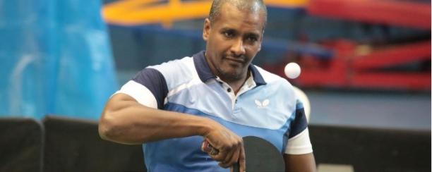 Mohamed Sameh Eid Saleh - Egypt - table tennis Egyptian male table tennis player about to hit the ball with his racquet
