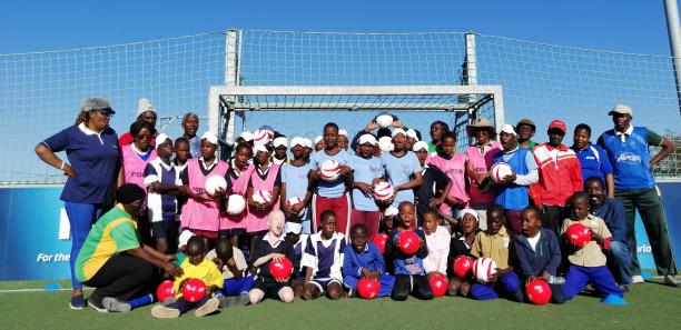 Zimbabwe - blind football development Kids pose for the photo in the blind football field