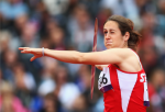 A picture of a woman throwing a javelin