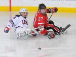 A picture of the ice sledge hockey player on a field