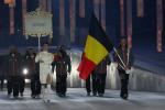 Belgium enter the arena lead by flag bearer Denis Colle during the Opening Ceremony of the Sochi 2014 Paralympic Winter Games