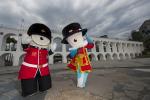London 2012 mascots Mandeville and Wenlock visit the Rio district of Lapa