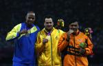 The winners of the Men's Shot Put F20 Final at the London 2012 Paralympic Games show their medals
