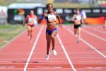 France's Mandy Francois-Elie running the 200m and breaking the world record