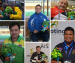 A group of shooters hang-out with Rio 2016 mascot Tom