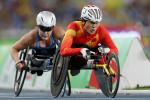 Hongzhuan Zhou of China competes at the Women's 800m - T53 Final during day 10 of the Rio 2016 Paralympic Games