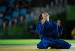 Sandrine Martinet FRA celebrates winning the Women -52 kg Gold Medal bout against Ramona Brussig GER