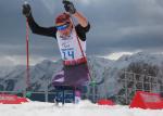 a Para Nordic skier pushes up the hill