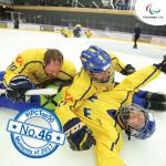 Swedish hockey players celebrate on the ice