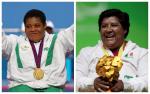 two female Para powerlifters celebrate with their medals