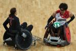 Daisuke Ikezaki in action during the Men's Wheelchair Rugby Bronze Medal match.