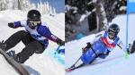 Snowboard athlete and alpine skiing athlete