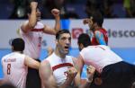male sitting volleyball player Morteza Mehrzadselakjani celebrating a point