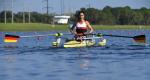 female Para rower Sylvia Pille-Steppat in her boat