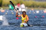 female Para canoeist Helene Ripa paddles in her boat