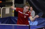 female Para table tennis player Natalia Partyka plays a forehand