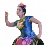 Cutout of female Para dancer in flowery dress 
