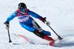 male Para alpine skier Hilmar Orvarsson going down the slope